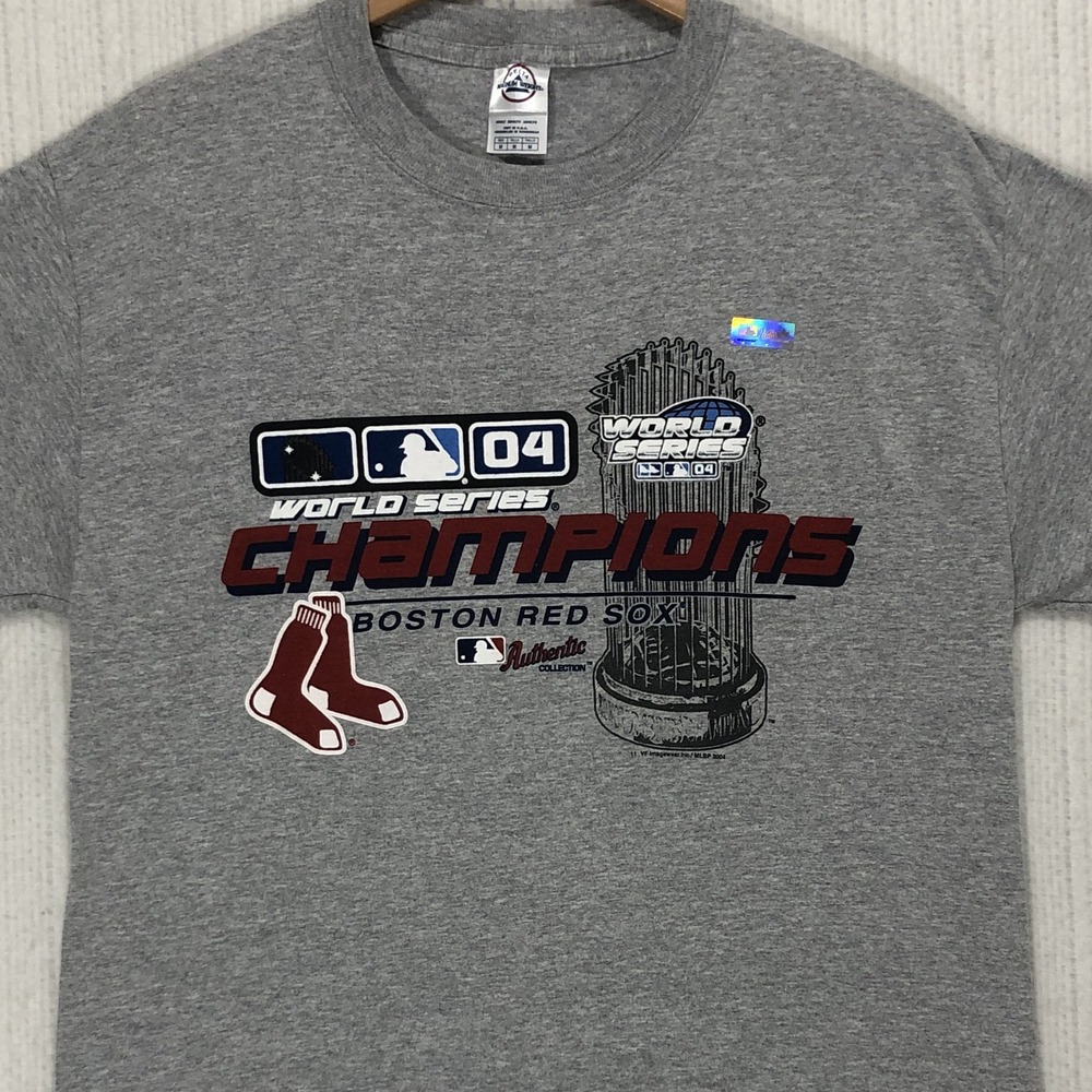 Boston Red Sox 2004 World Series Champions T-Shirt Gray Delta Magnum Weight M